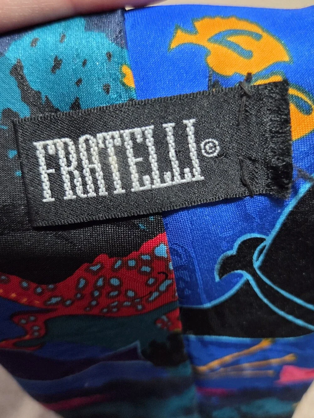 Vintage Fratelli Ocean Animals Mens Tie Classic 60in Long 4in Width Artsy
